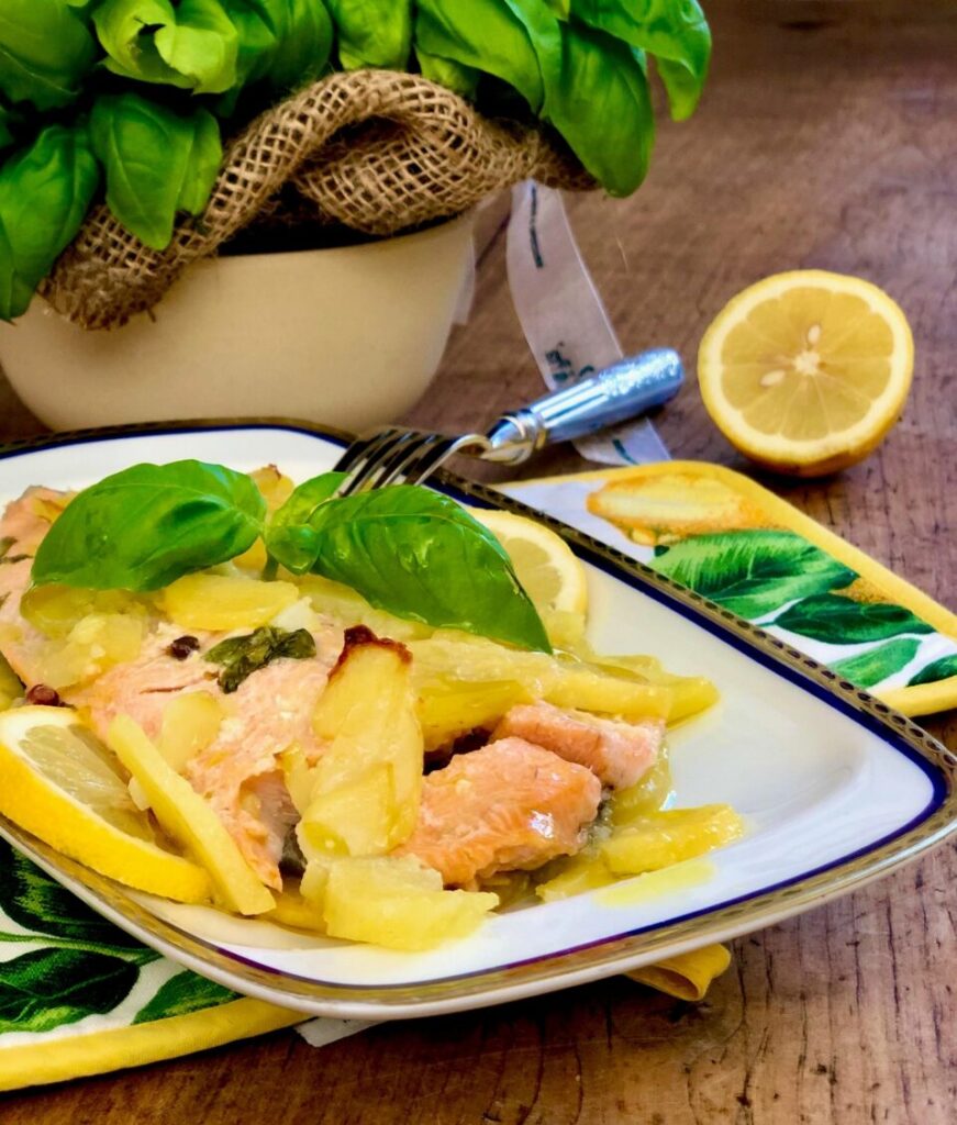 Trota salmonata in crosta di patate